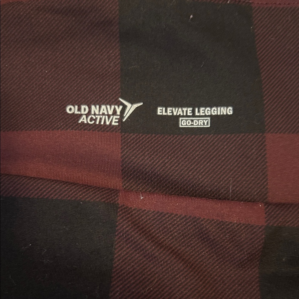 Old Navy Active Burgundy and Black Plaid Leggings - Picture 2 of 4